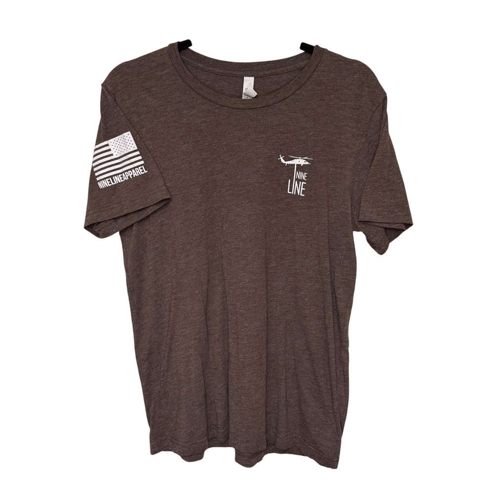 Nine Line Apparel Mens Helicopter American Flag Graphic T Shirt Brown Medium